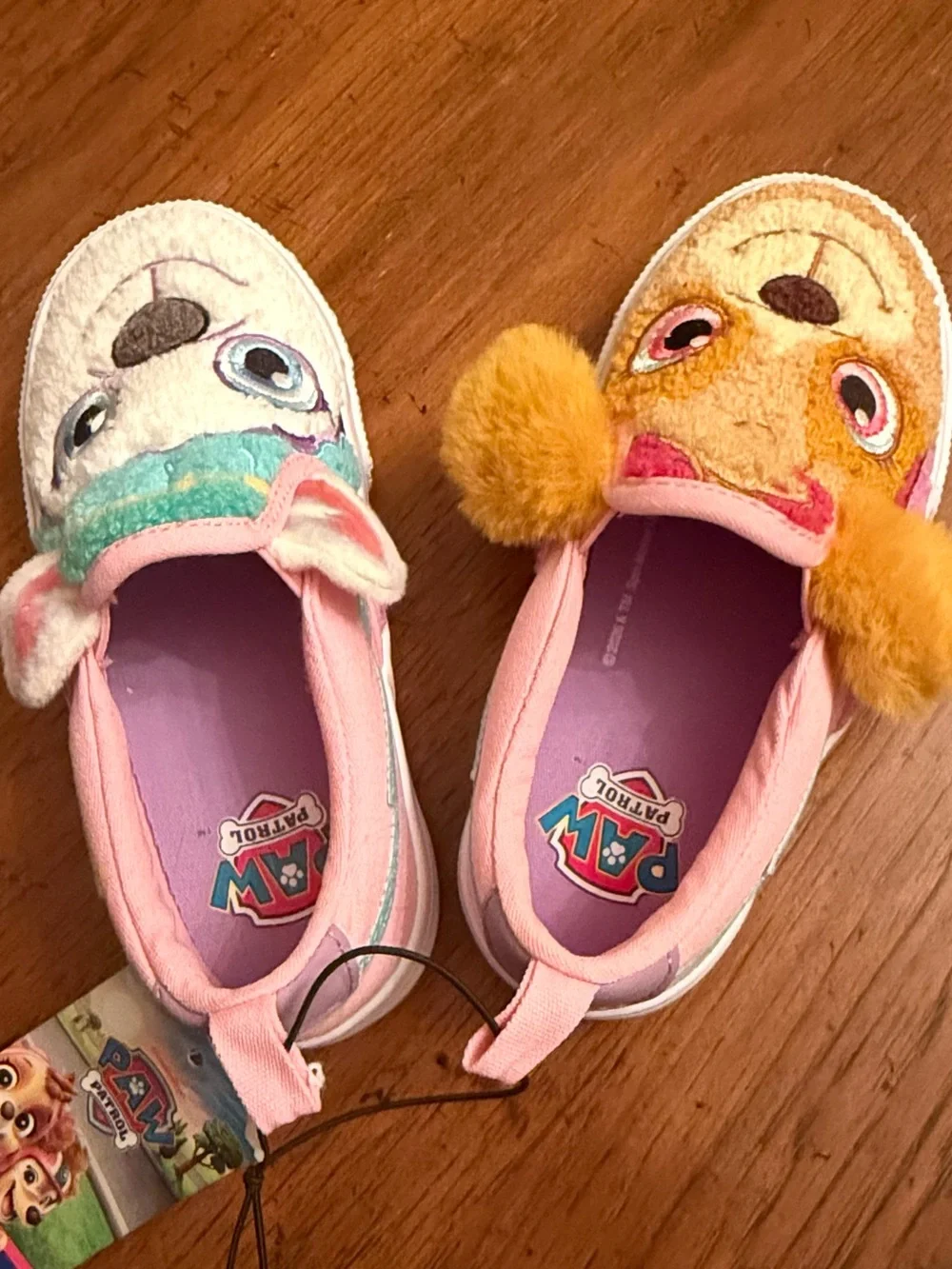 Paw Patrol Girls Plush Character Slip-On fun Shoes - Pink, Tan, Teal